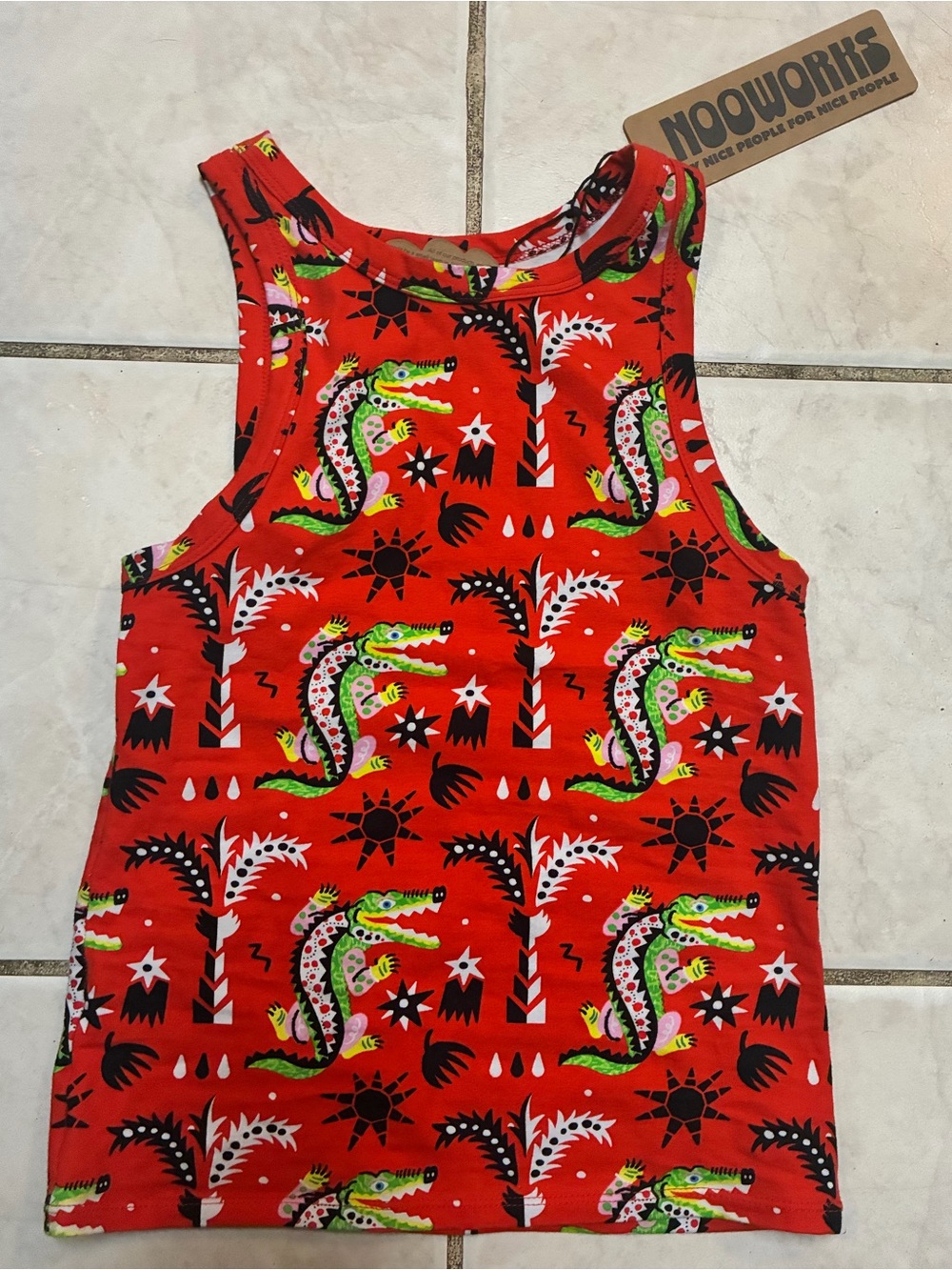 Nooworks Racerback Tank Top in Crocodile Print Medium NWT